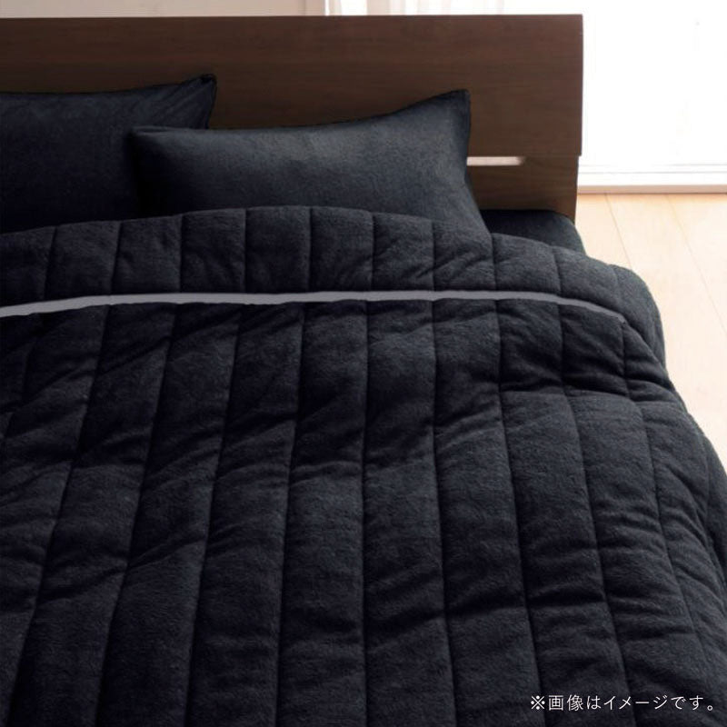 【favorite 20 colors】ザブザブ洗えて気持ちいい!コットンタオルのケット・パッド キルトケット・パッド一体型ボックスシーツ セミダブル 寝具カラー サイレントブラック