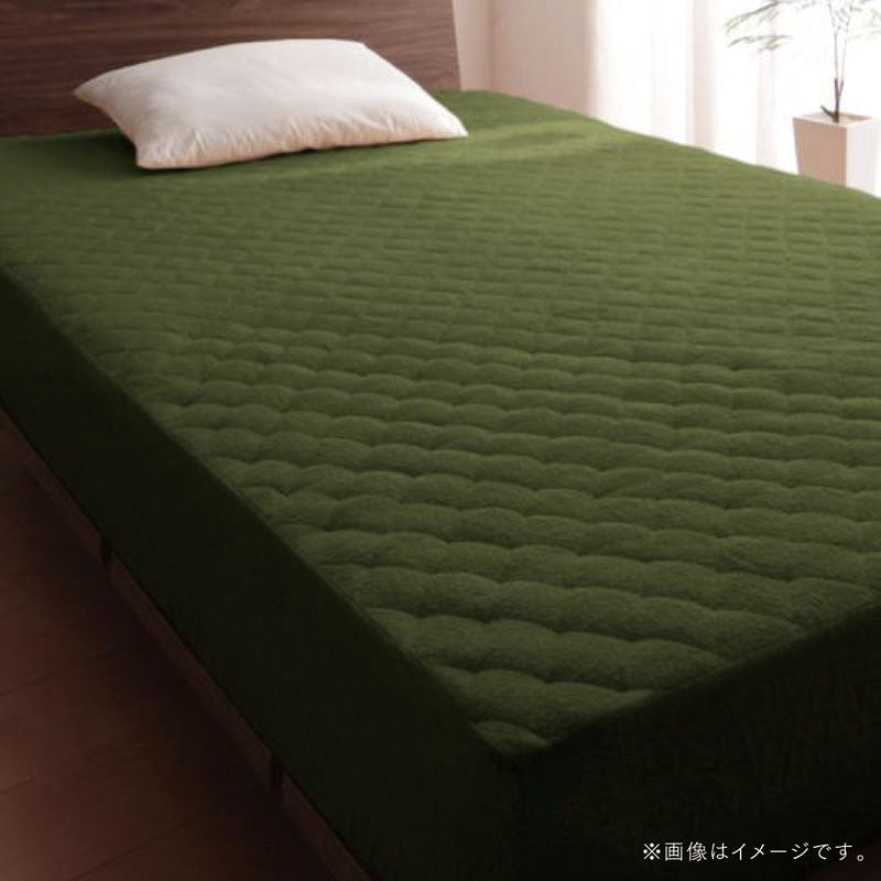 【favorite 20 colors】ザブザブ洗えて気持ちいい!コットンタオルのパッド・シーツ パッド一体型ボックスシーツ セミダブル 寝具カラー オリーブグリーン