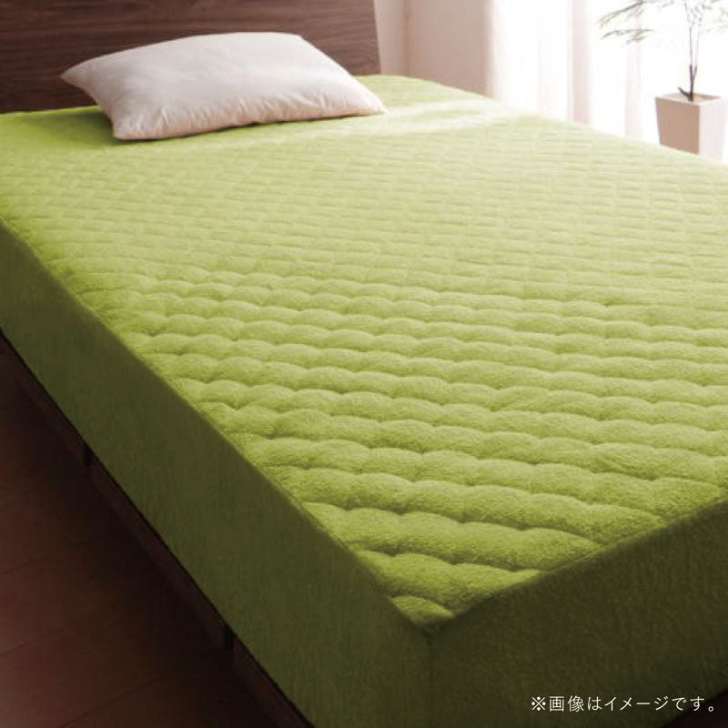 【favorite 20 colors】ザブザブ洗えて気持ちいい!コットンタオルのパッド・シーツ パッド一体型ボックスシーツ 2枚 セミダブル 寝具カラー モスグリーン