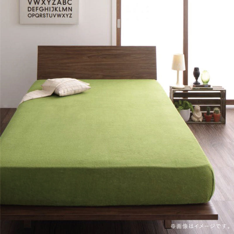 【favorite 20 colors】ザブザブ洗えて気持ちいい!コットンタオルのパッド・シーツ ベッド用ボックスシーツ 2枚 セミダブル 寝具カラー モスグリーン