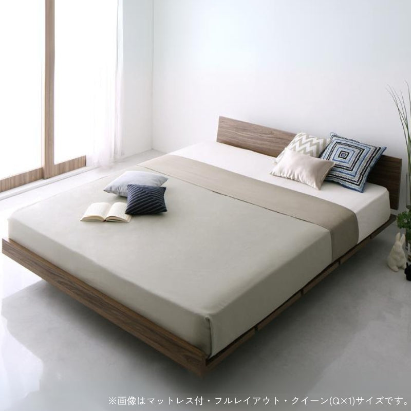 モダンデザインローベッド Masterpiece マスターピース スタンダードポケット付 フルレイアウト クイーン(Q×1) フレームカラー ウォルナットブラウン マットレスカラー ブラック 組立設置サービス付き