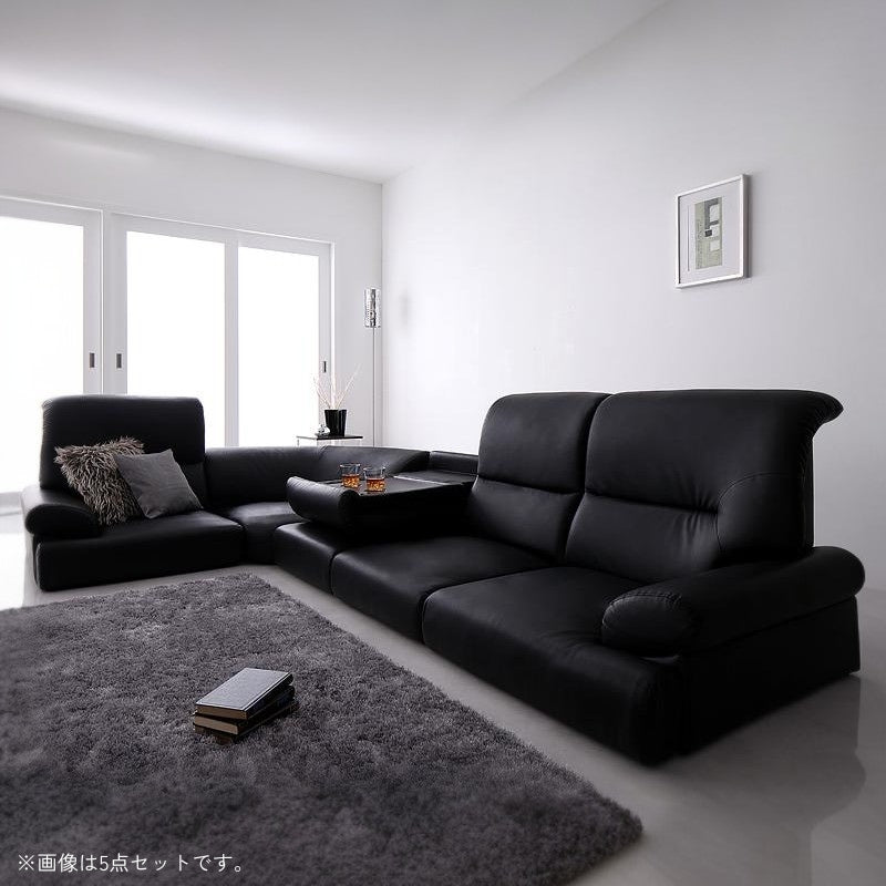 シンプルモダンシリーズ ハイバックフロアコーナーソファ BLACK ブラック 5点セット 1P×4+コーナー 座面カラー ブラック