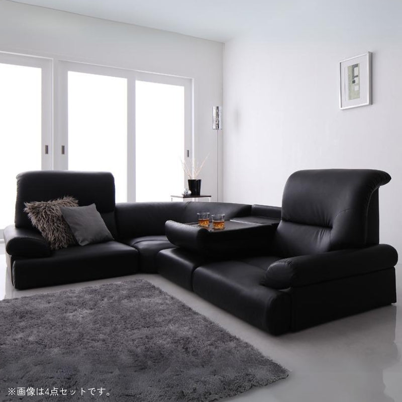 シンプルモダンシリーズ ハイバックフロアコーナーソファ BLACK ブラック 4点セット 1P×3+コーナー 座面カラー ブラック