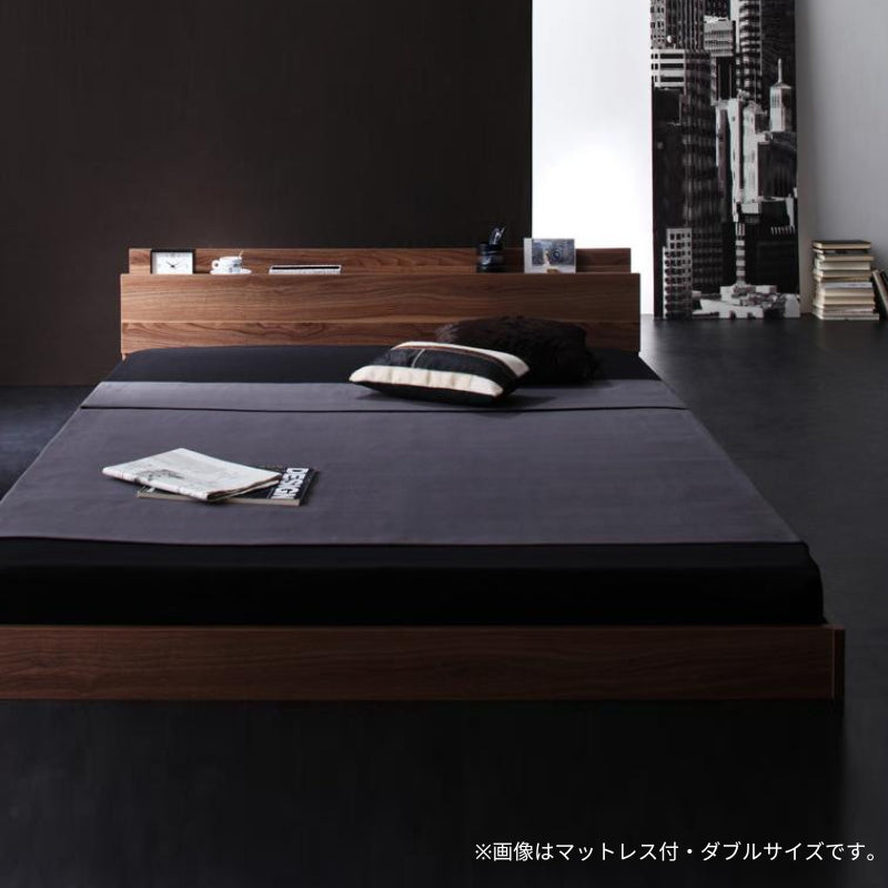 棚・コンセント付きフロアベッド W.coRe ダブルコア 国産カバーポケット付 ダブル フレームカラー ウォルナットブラウン マットレスカラー 組立設置サービス付き