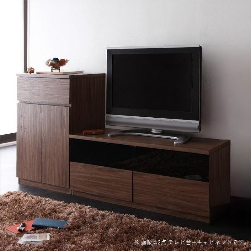 シンプルモダンリビングシリーズ nux ヌクス 2点:テレビ台+キャビネット 本体カラー ウォルナットブラウン