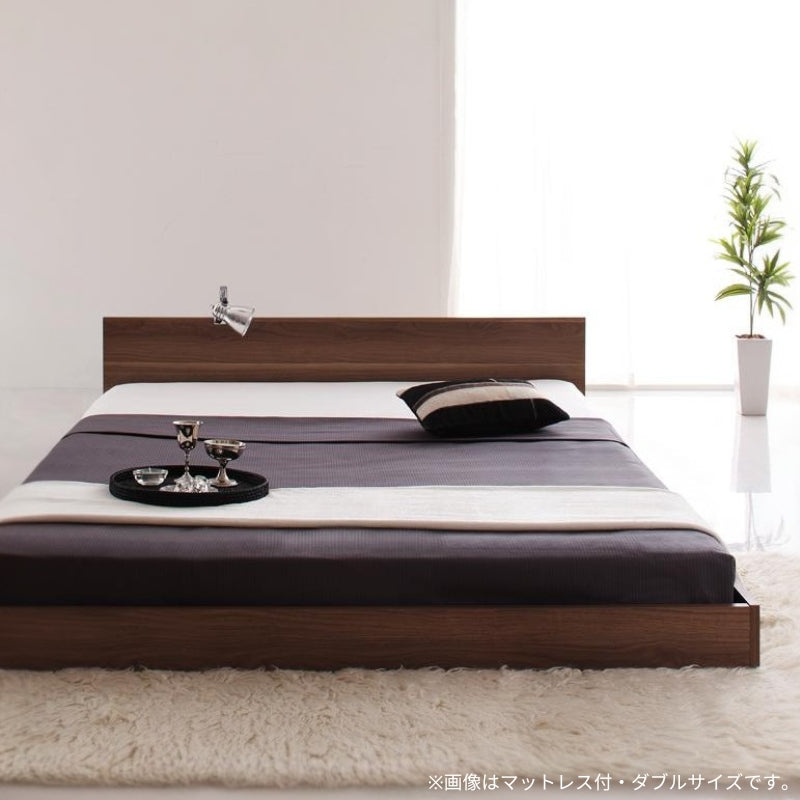 シンプルヘッドボード・フロアベッド llano ジャーノ スタンダードポケット付 セミダブル フレームカラー ウォルナットブラウン マットレスカラー ホワイト 組立設置サービス付き