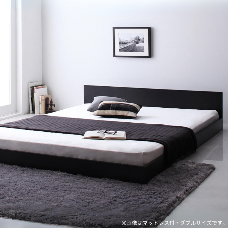 シンプルヘッドボード・フロアベッド llano ジャーノ プレミアムボンネル付 セミダブル フレームカラー ブラック マットレスカラー ホワイト お客様組立