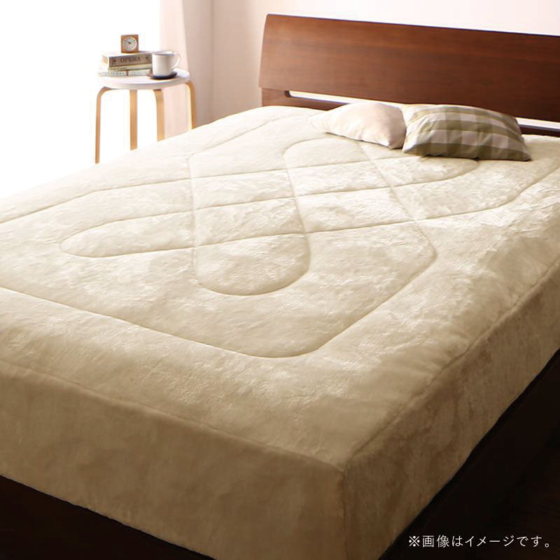 贅沢仕立てのとろける毛布・パッド gran+ グランプラス パッド一体型ボックスシーツ 発熱わた入り ダブル 寝具カラー アンティークバニラ