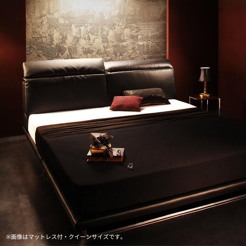 リクライニング機能付き・モダンデザインローベッド Plutone プルトーネ スタンダードポケット付 クイーン(Q×1) フレームカラー ブラック マットレスカラー ホワイト 組立設置サービス付き