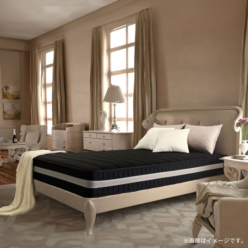 日本人技術者設計 超快眠マットレス抗菌防臭防ダニ ホテルプレミアム ボンネルコイル硬さ:かため EVA エヴァ ダブル マットレスカラー ブラック