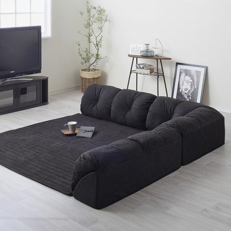 こたつに合わせるフロアコーナーソファ Wille ヴィレ L字 マット部分 142×142cm 厚さ40mm 座面カラー ブラック