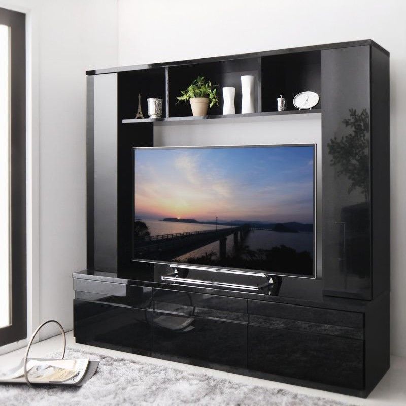 鏡面仕上げハイタイプTVボード MODERNA モデルナ 本体カラー グロスブラック