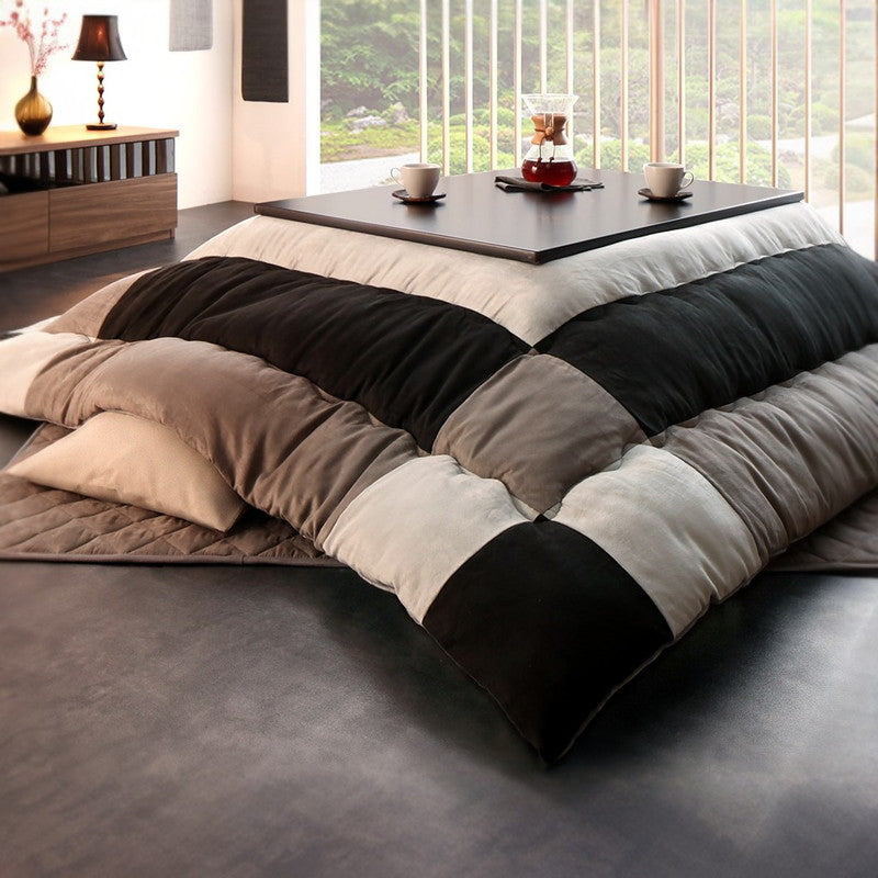 スウェード調パッチワークこたつ布団 tsudoi ツドイ こたつ用掛け布団 6尺長方形(90×180cm)天板対応 ファブリックカラー ネイビー