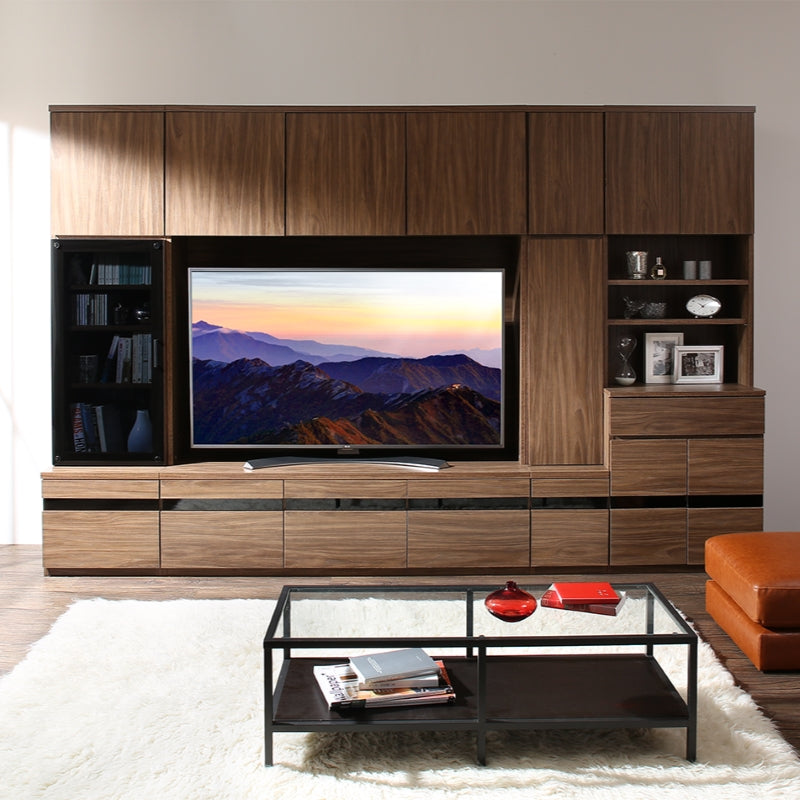 ハイタイプテレビボードシリーズ Glass line グラスライン キャビネット 木扉 本体カラー ウォルナットブラウン