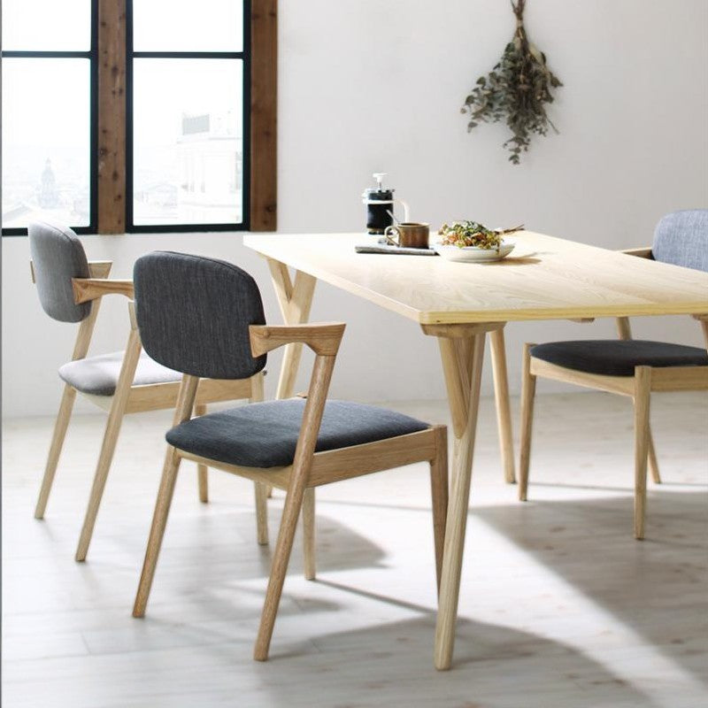 北欧ナチュラルモダンデザイン天然木ダイニングセット Wors ヴォルス 4人用⑩ テーブル幅140×80㎝ チェア座面カラー ソフトグレー ベンチ座面カラー 組立設置サービス付き