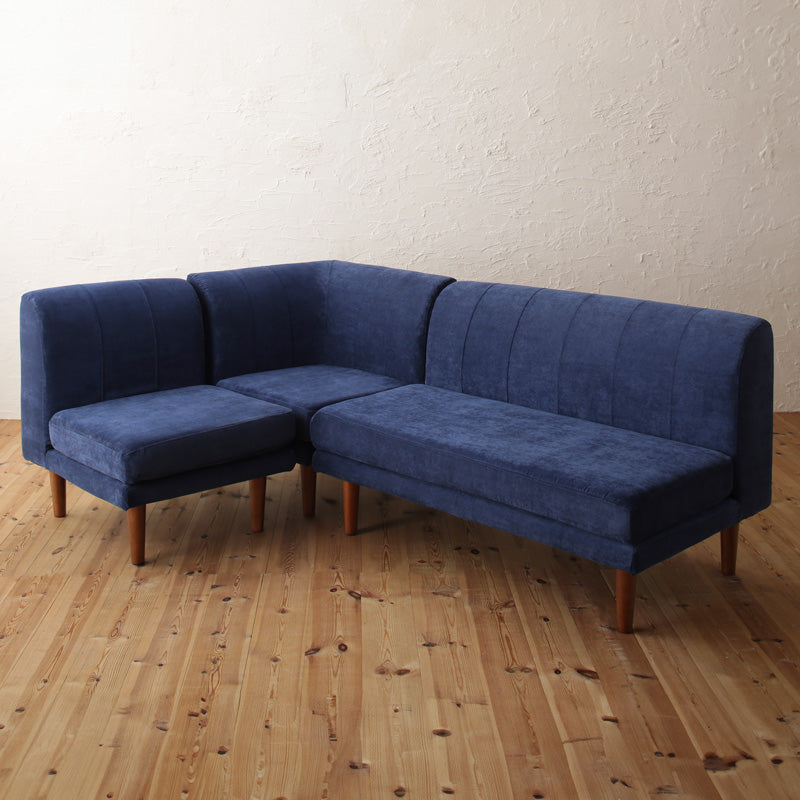 こたつにもソファにも ダイニングセット Repol ルポール 3点:ソファ3点 2P+1P+コーナー フレームカラー・座面カラー ネイビー お客様組立