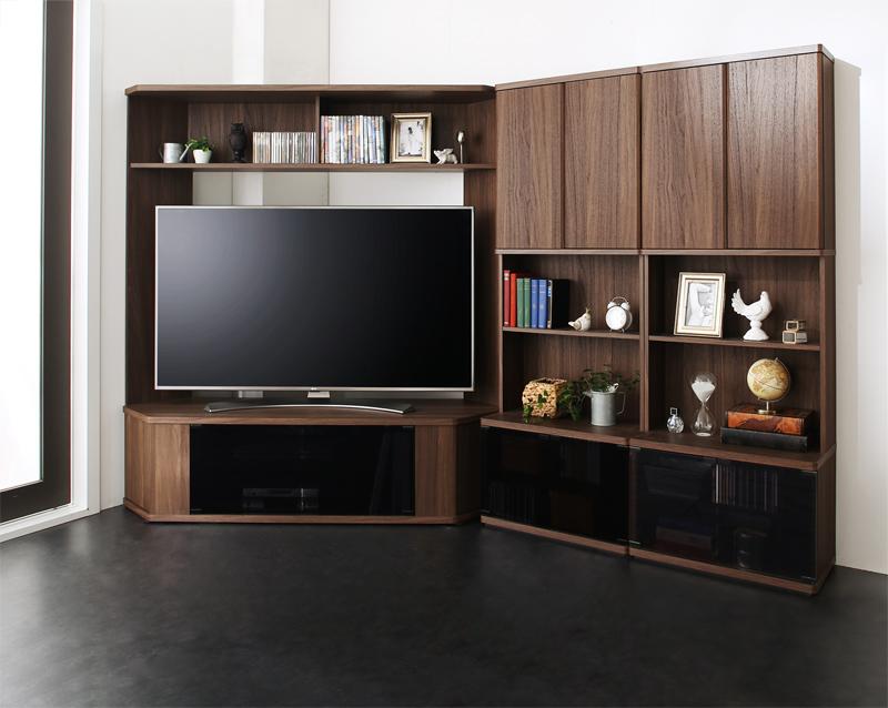 ハイタイプコーナーテレビボード コーナープラス Corner+ 2点:テレビ台+キャビネット 209 161 40.3 本体カラー ブラウン