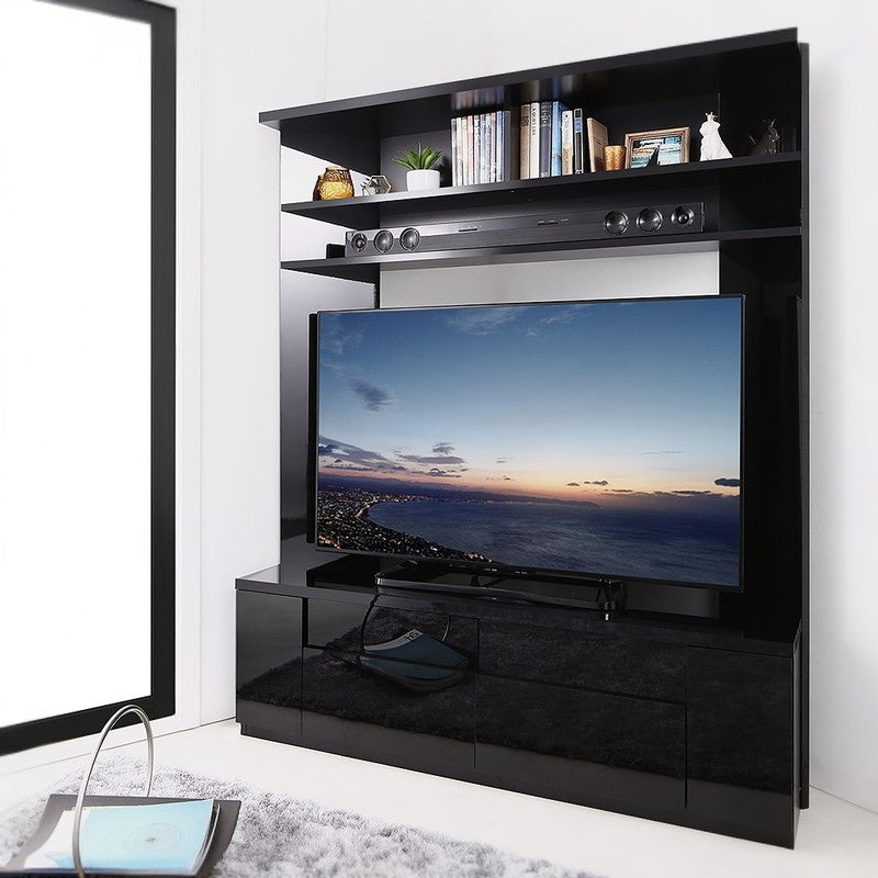 鏡面仕上げ 大型テレビ対応ハイタイプコーナーテレビボード Prelumo プレルモ 本体カラー グロスブラック