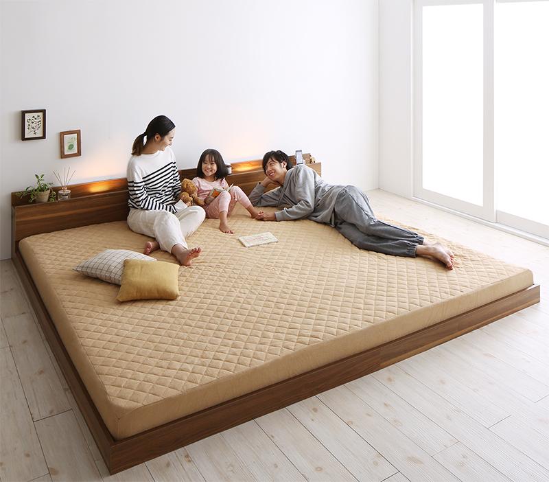 セットでお得 ライト・コンセント付大型連結フロアベッド ENTREO アントレオ 専用別売品 タオル ワイドK240(SD×2) レギュラー丈 フレームカラー 寝具カラー ミッドナイトブルー お客様組立