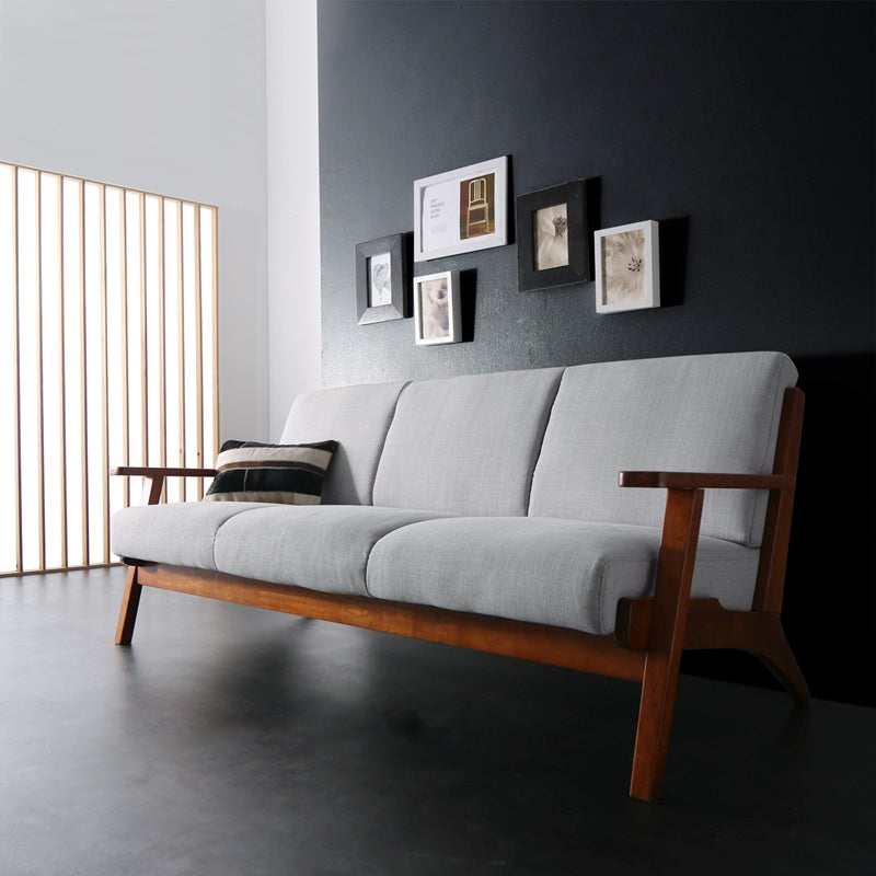 北欧デザイン木肘ソファ Lulea2 ルレオ2 3P 座面カラー ダークブラウン