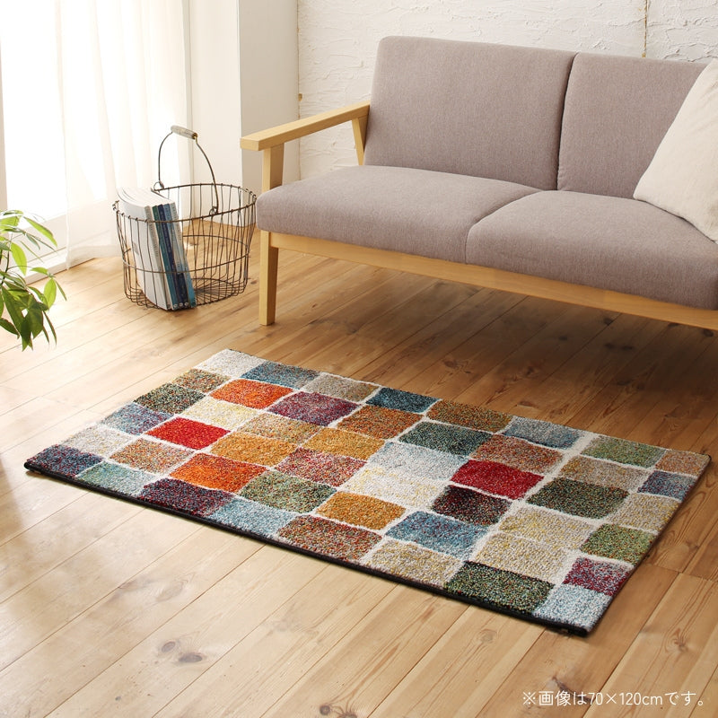 9つのデザインから選べる!ウィルトン織玄関マット Corsica コルシカ 70×120cm ラグ・マットカラー カラフルパレット