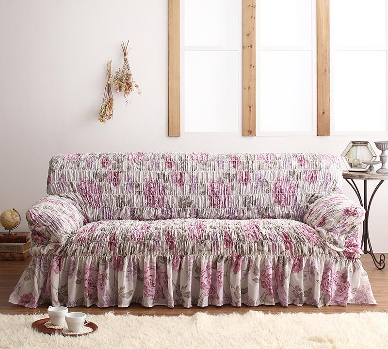 イタリア製 花柄シャーリングソファカバー Rosessa ロゼッサ 2P ファブリックカラー ピンク