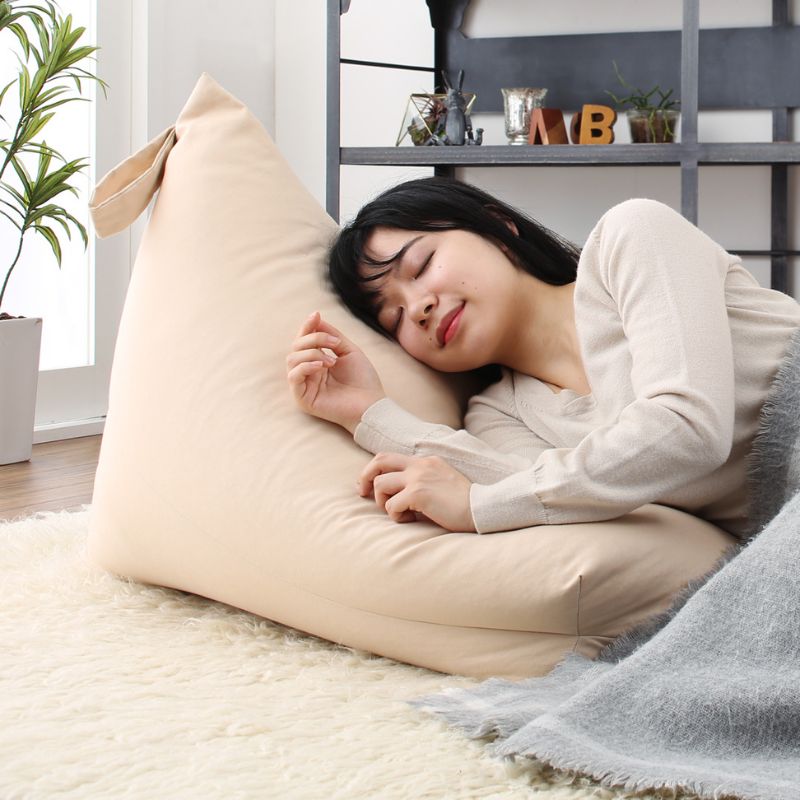 おしゃれ 背もたれ ビーズクッション 座面カラー オックスフォード/ベージュ