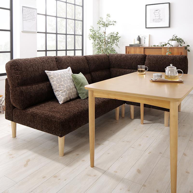 テーブルカラーが選べる ハイバックソファダイニング Laurent ローラン 3点:ソファ3点 2P+1P+コーナー フレームカラー ブラウン 座面カラー ブラウン お客様組立