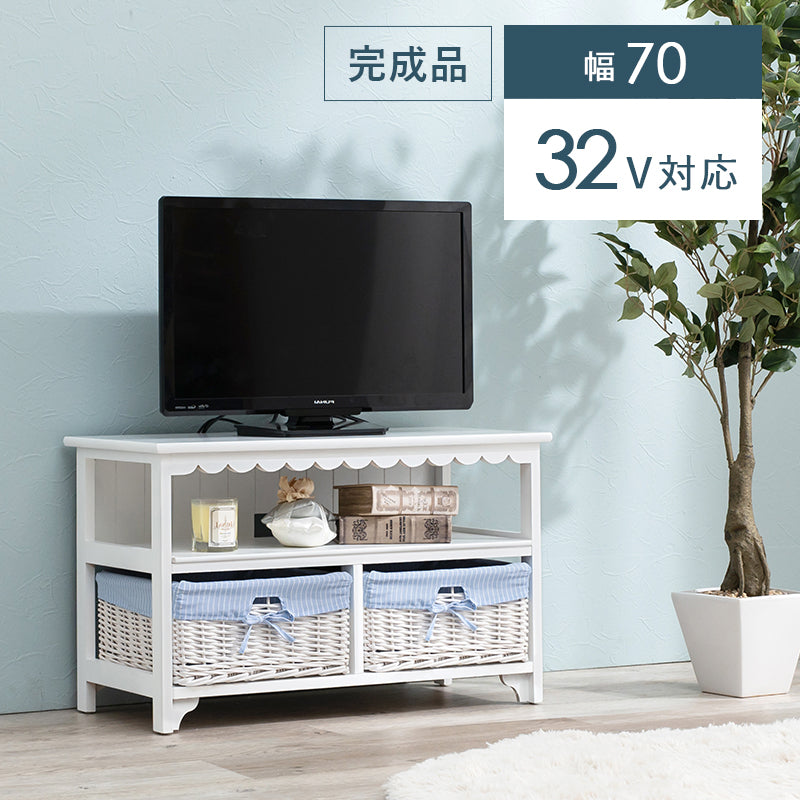 TV台-フリル 70×34×44cm 本体カラー ホワイト