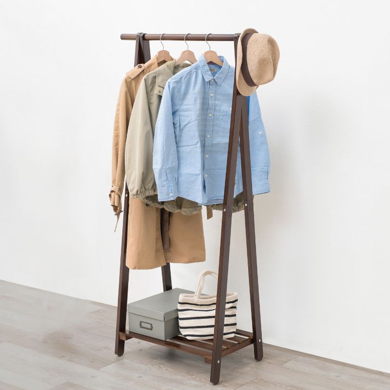ハンガーラック-棚付き 80×41×150cm 本体カラー ダークブラウン