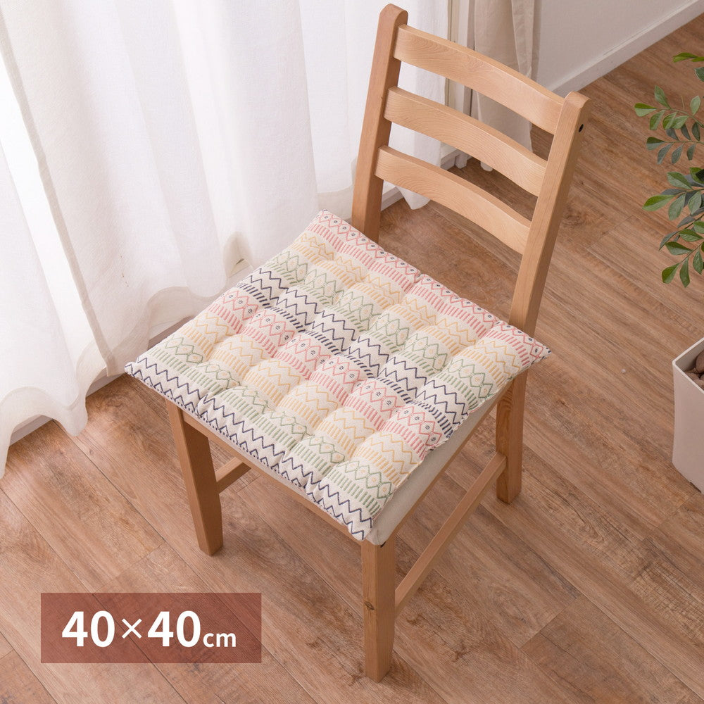 インド綿シートクッション ハシーナ 40×40cm ファブリックカラー マルチカラー