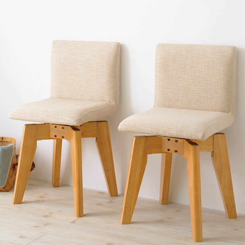 回転 ダイニングチェア 同色2脚セット コンパクトサイズの360°回転 ファブリックチェア リーフ