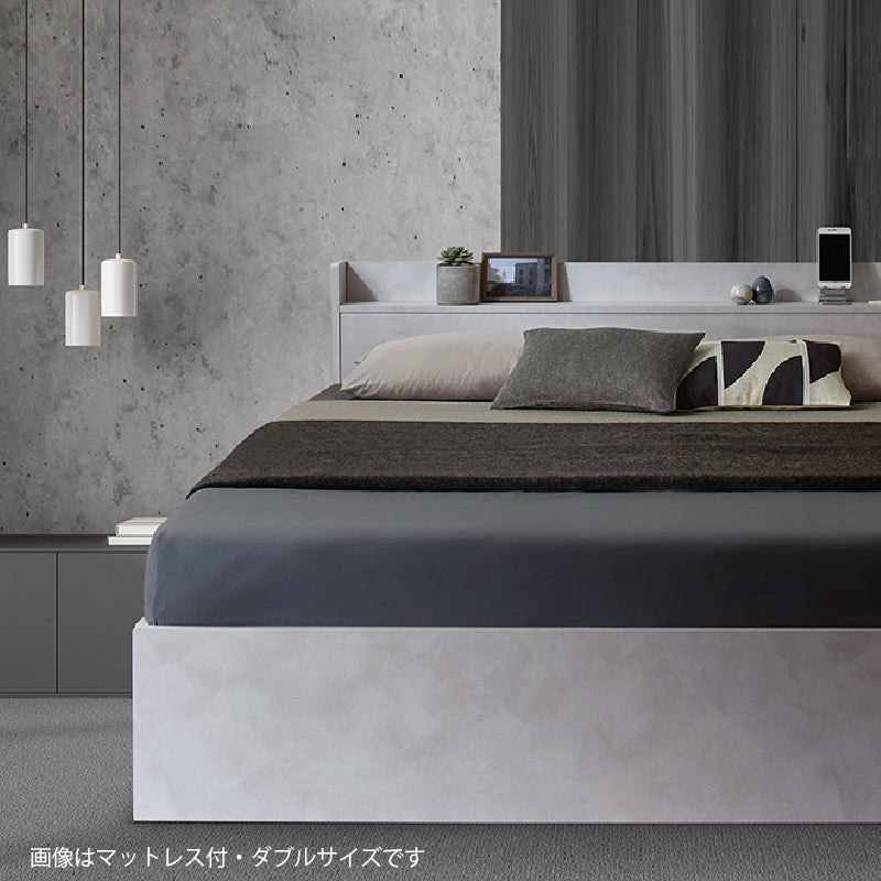 棚・コンセント付 天然木調引き出し収納ベッド 【KASANE】 匠モデルマットレス付 ダブル フレームカラー ホワイトグレー マットレスカラー ブラック 組立設置サービス付き