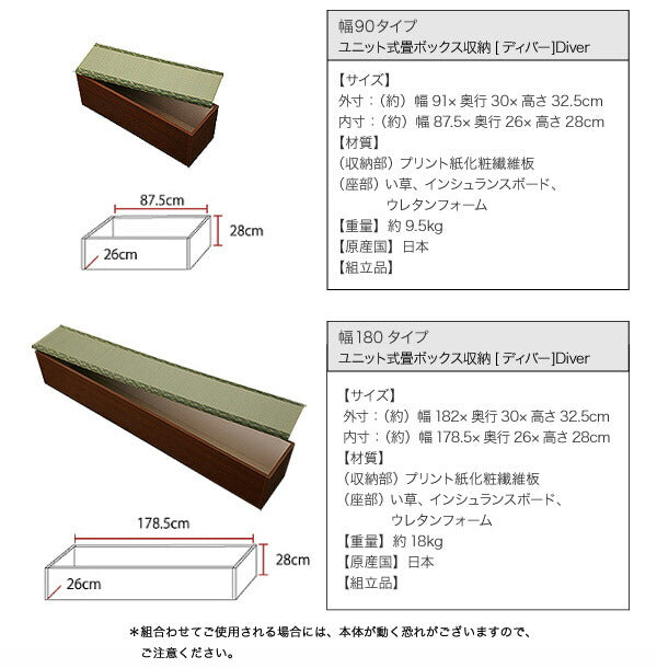 日本製ユニット式畳ボックス収納 Diver ディバー