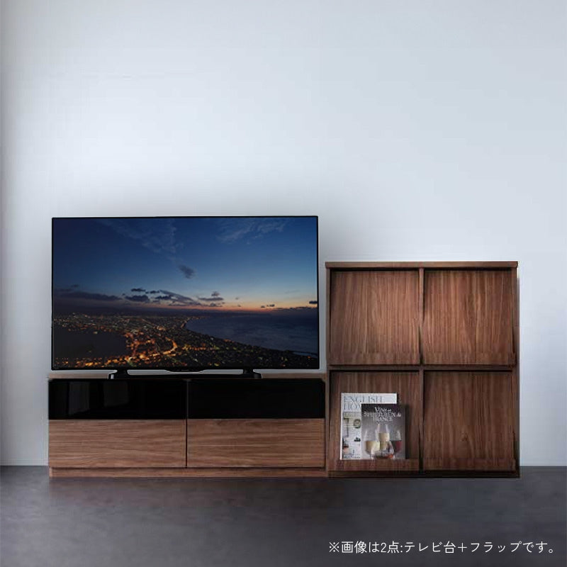 シンプルモダンリビングシリーズ nux ヌクス 2点:テレビ台+フラップ 本体カラー ウォルナットブラウン