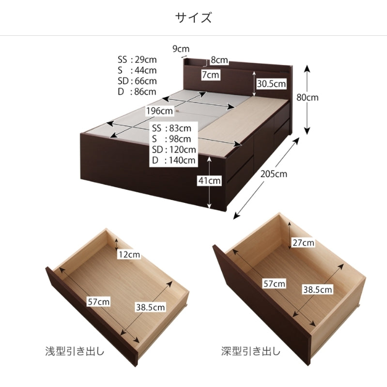 棚・コンセント付きチェストベッド Steady ステディ