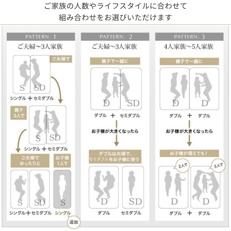 親子で寝られる棚・照明付き連結ベッド JointJoy ジョイント・ジョイ