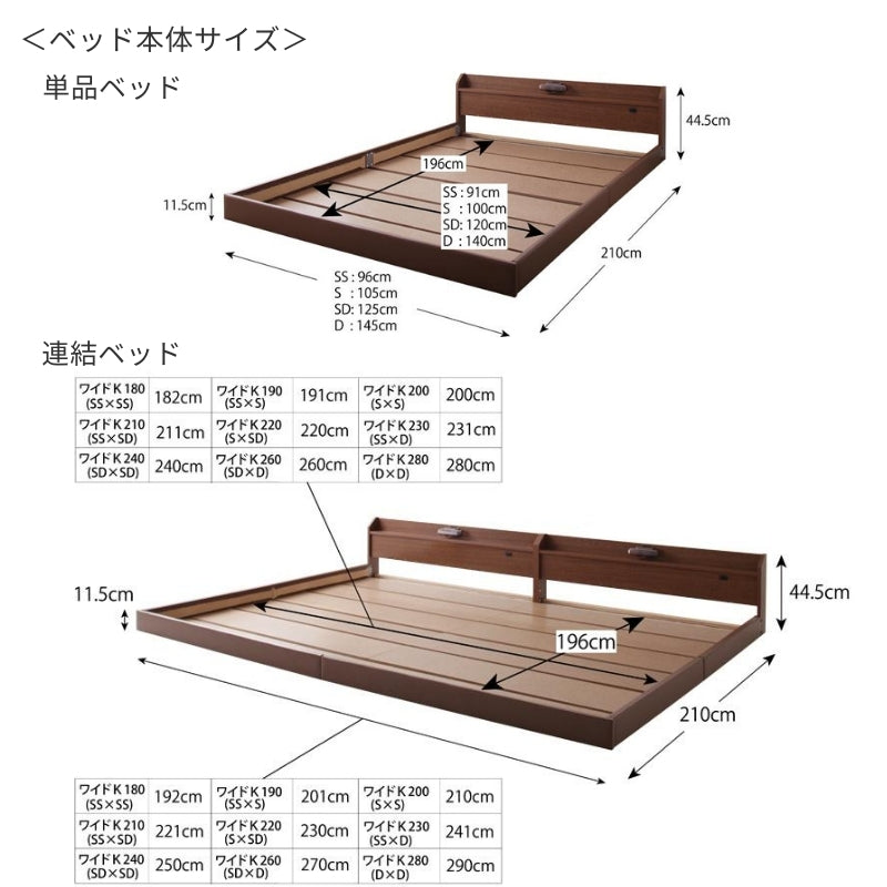 親子で寝られる棚・照明付き連結ベッド JointJoy ジョイント・ジョイ