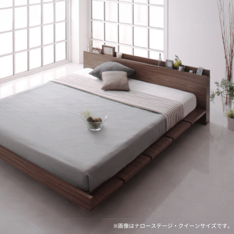 モダンデザインローベッド FRANCLIN フランクリン プレミアムボンネル付 ナローステージ ダブル フレームカラー ウォルナットブラウン マットレスカラー ホワイト お客様組立