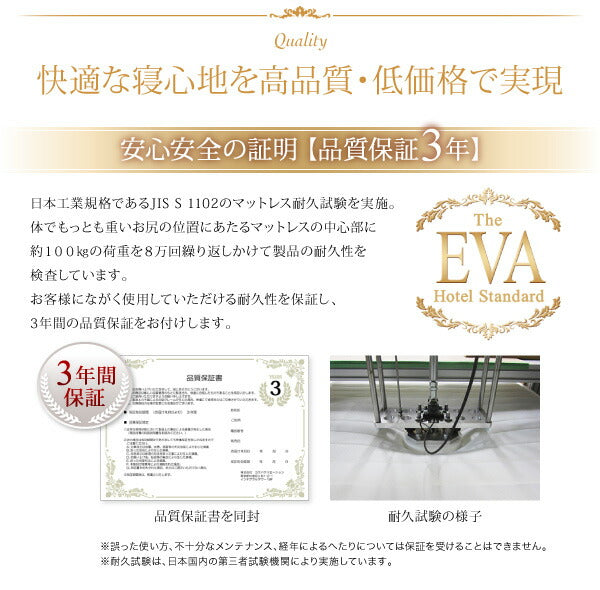 日本人技術者設計 快眠マットレス ホテルスタンダード ポケットコイル硬さ：ふつう EVA エヴァ
