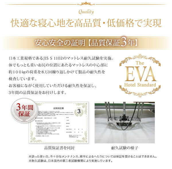 日本人技術者設計 快眠マットレス ホテルスタンダード ポケットコイル硬さ：ソフト EVA エヴァ