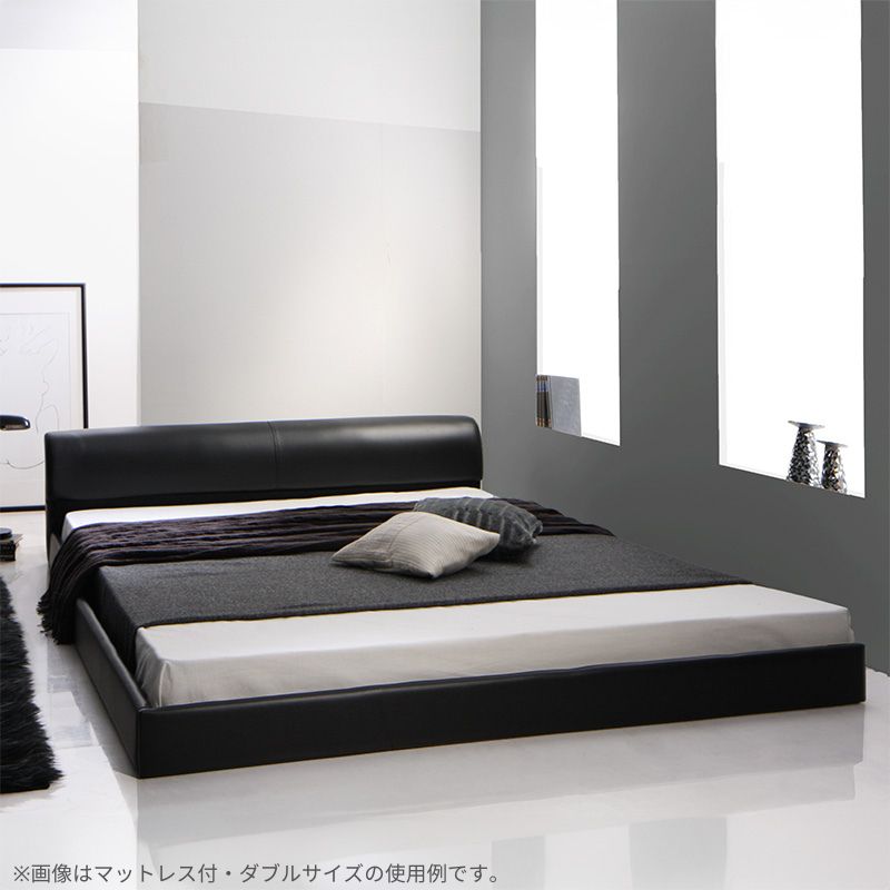 ソフトレザーフロアベッド Ｍｏｔｉｆ モティフ ベッドフレームのみ セミダブル フレームカラー ブラック 組立設置サービス付き