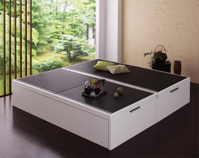 美草・日本製_大容量畳跳ね上げベッド Komero コメロ ベッドフレームのみ 深さラージ シングル フレームカラー ホワイト 畳カラー グリーン お客様組立