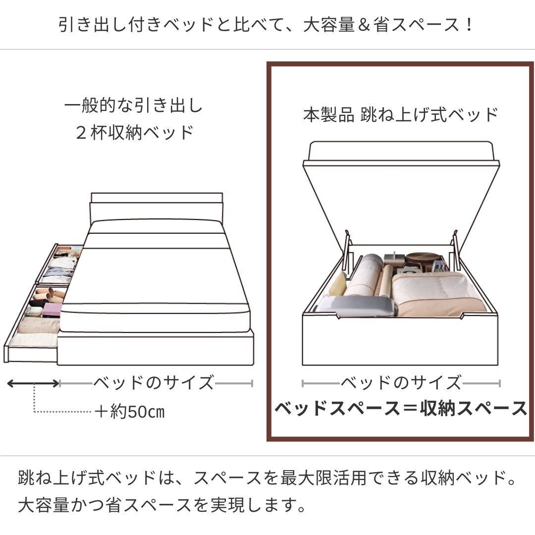 美草・日本製_大容量畳跳ね上げベッド Komero コメロ