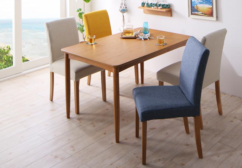 季節によってカラーを変えられる！ カバーリングダイニング Kleur クルール 4点:テーブル+チェア×2+ベンチ W120 フレームカラー・座面カラー お客様組立