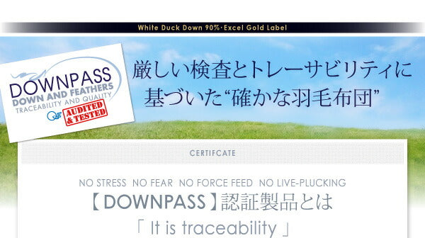 DOWNPASS認証 フランス産ホワイトダックダウンエクセルゴールドラベル羽毛掛布団