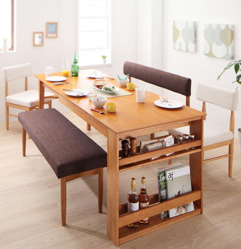 3段階伸縮テーブル カバーリング ダイニング humiel ユミル ベンチ別売カバー 2P 座面カラー ブラウン お客様組立