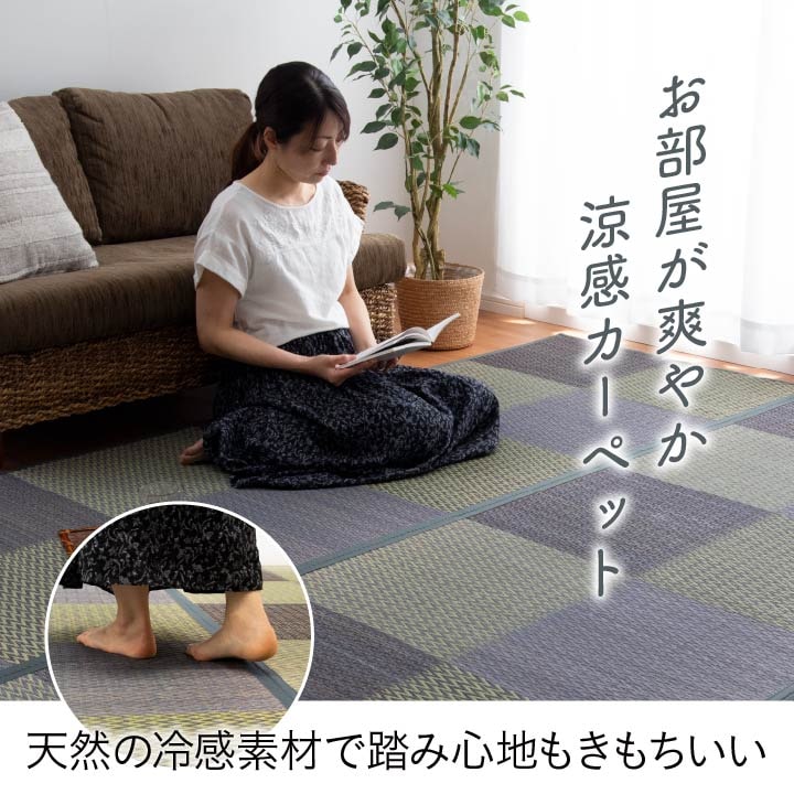 い草ラグ 花ござ カーペット ラグ 2畳 格子柄 市松柄　DXピーア