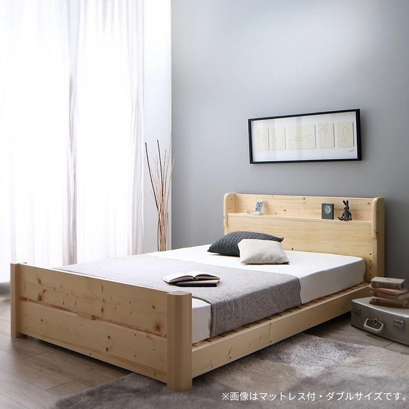 ローからハイまで高さが変えられる6段階高さ調節 頑丈天然木すのこベッド ishuruto イシュルト スタンダードポケット付 ダブル フレームカラー ナチュラル マットレスカラー ホワイト お客様組立