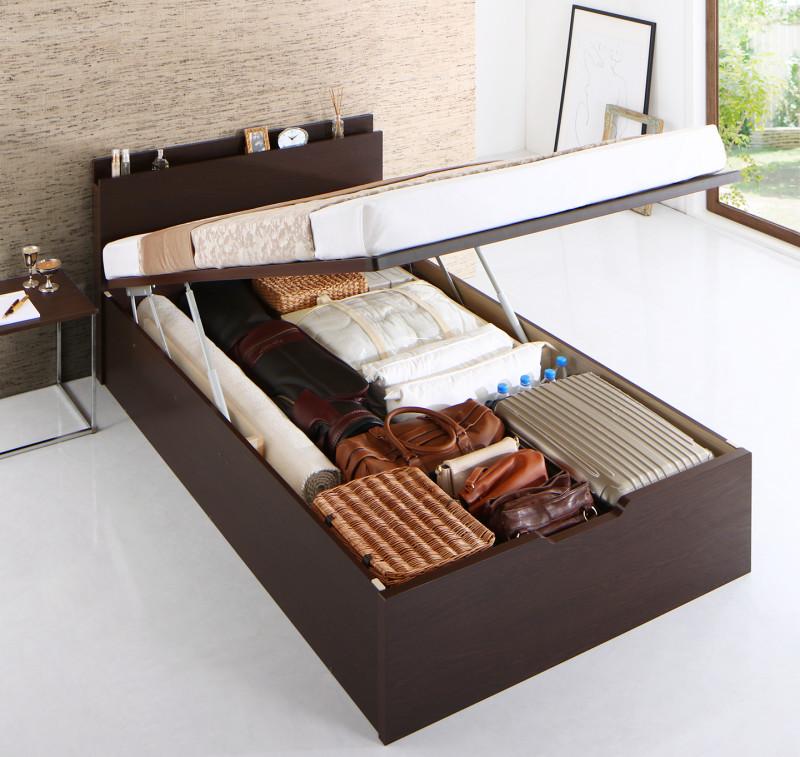 国産跳ね上げ収納ベッド Renati-DB レナーチ ダークブラウン マルチラススーパーマットレス付 深さグランド 横開 シングル フレームカラー ダークブラウン マットレスカラー 組立設置サービス付き